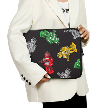 Vintage Robot Pattern Print Laptop Sleeve