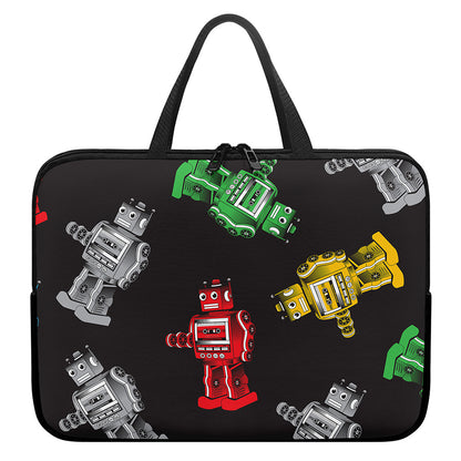 Vintage Robot Pattern Print Laptop Sleeve With Handle