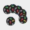 Vintage Robot Pattern Print Leather Coaster Set