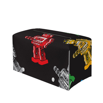 Vintage Robot Pattern Print Leather Tissue Box Cover