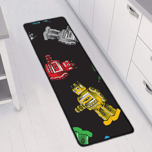 Vintage Robot Pattern Print Long Kitchen Mat