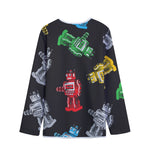 Vintage Robot Pattern Print Long Sleeve Short Coat