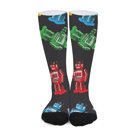 Vintage Robot Pattern Print Long Socks