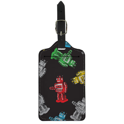 Vintage Robot Pattern Print Luggage Tag