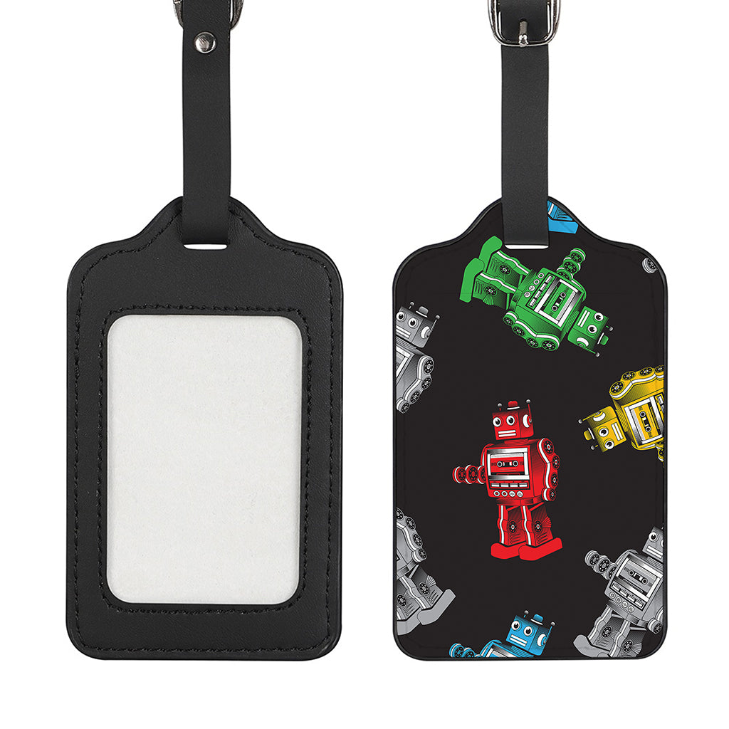 Vintage Robot Pattern Print Luggage Tag