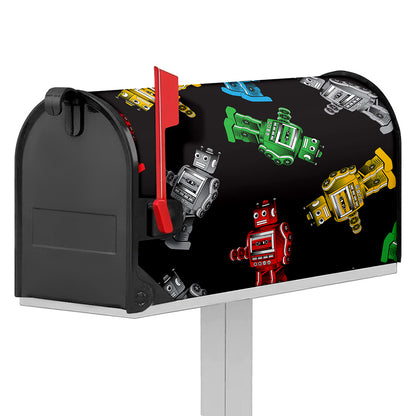 Vintage Robot Pattern Print Mailbox Cover