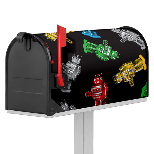 Vintage Robot Pattern Print Mailbox Cover