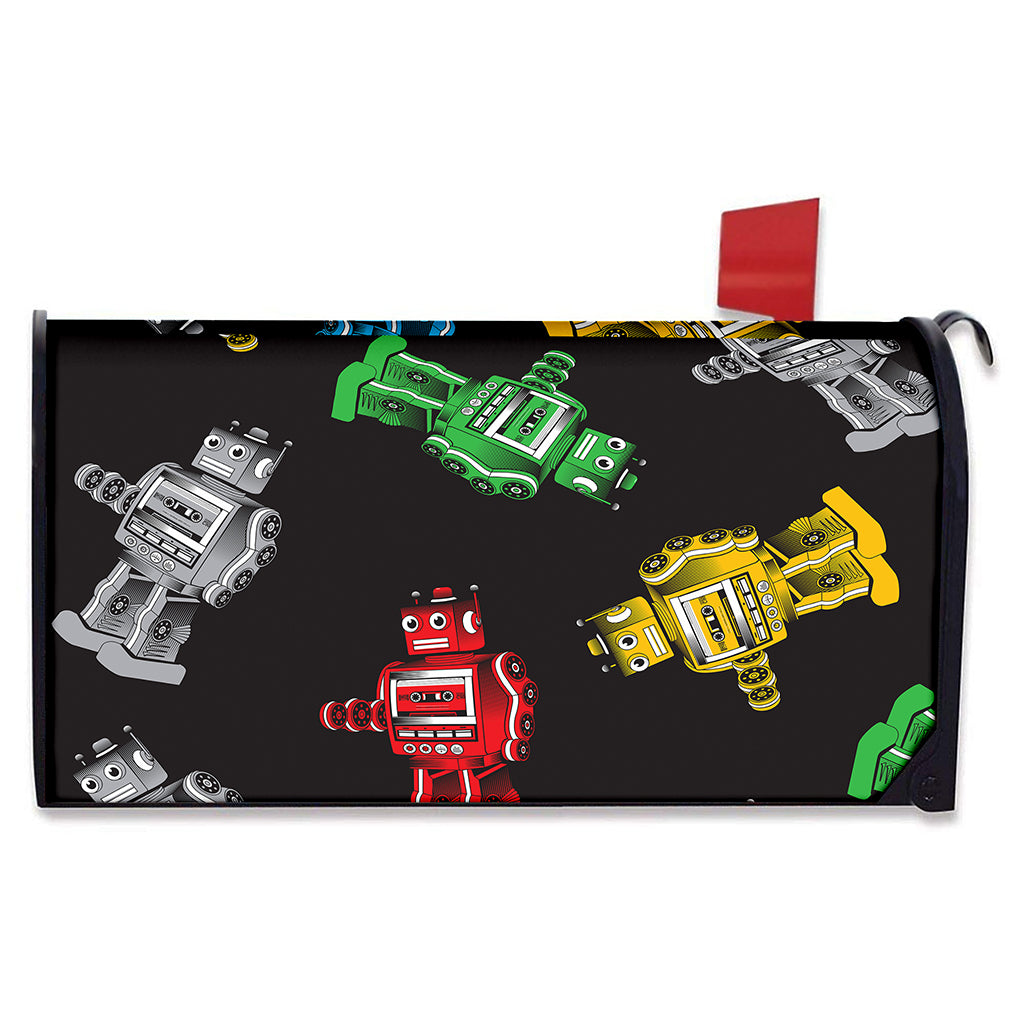 Vintage Robot Pattern Print Mailbox Cover