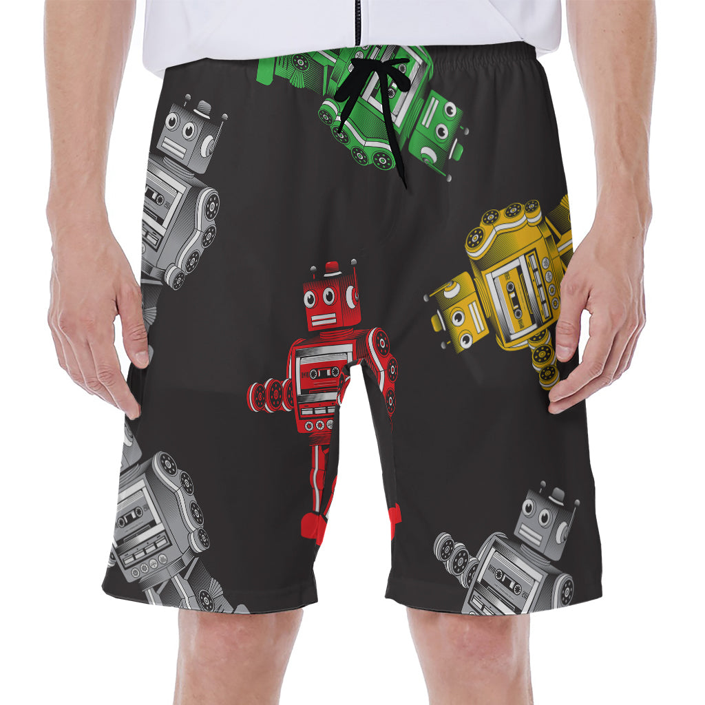 Vintage Robot Pattern Print Men's Beach Shorts