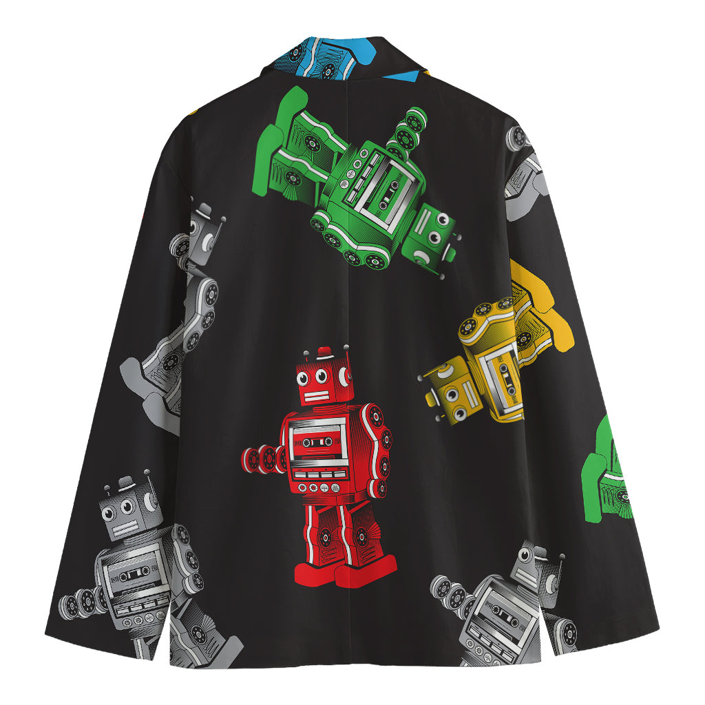 Vintage Robot Pattern Print Men's Blazer