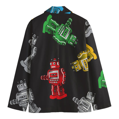 Vintage Robot Pattern Print Men's Blazer