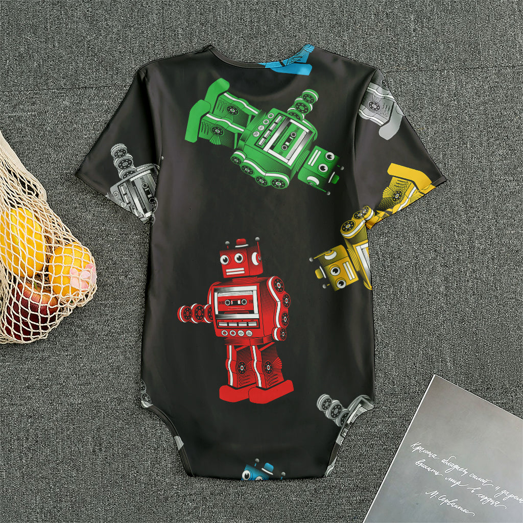 Vintage Robot Pattern Print Men's Bodysuit