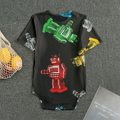 Vintage Robot Pattern Print Men's Bodysuit