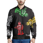 Vintage Robot Pattern Print Men's Bomber Jacket