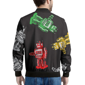 Vintage Robot Pattern Print Men's Bomber Jacket