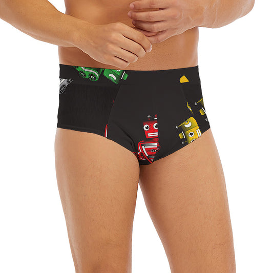 Vintage Robot Pattern Print Men's Briefs