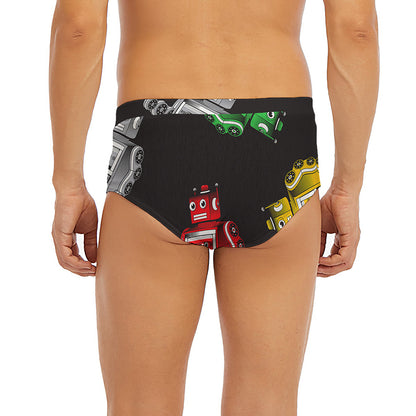 Vintage Robot Pattern Print Men's Briefs