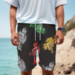Vintage Robot Pattern Print Men's Cargo Shorts