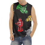 Vintage Robot Pattern Print Men's Fitness Tank Top