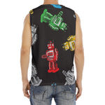 Vintage Robot Pattern Print Men's Fitness Tank Top