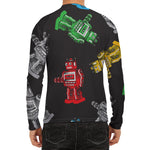 Vintage Robot Pattern Print Men's Long Sleeve Rash Guard