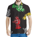 Vintage Robot Pattern Print Men's Polo Shirt