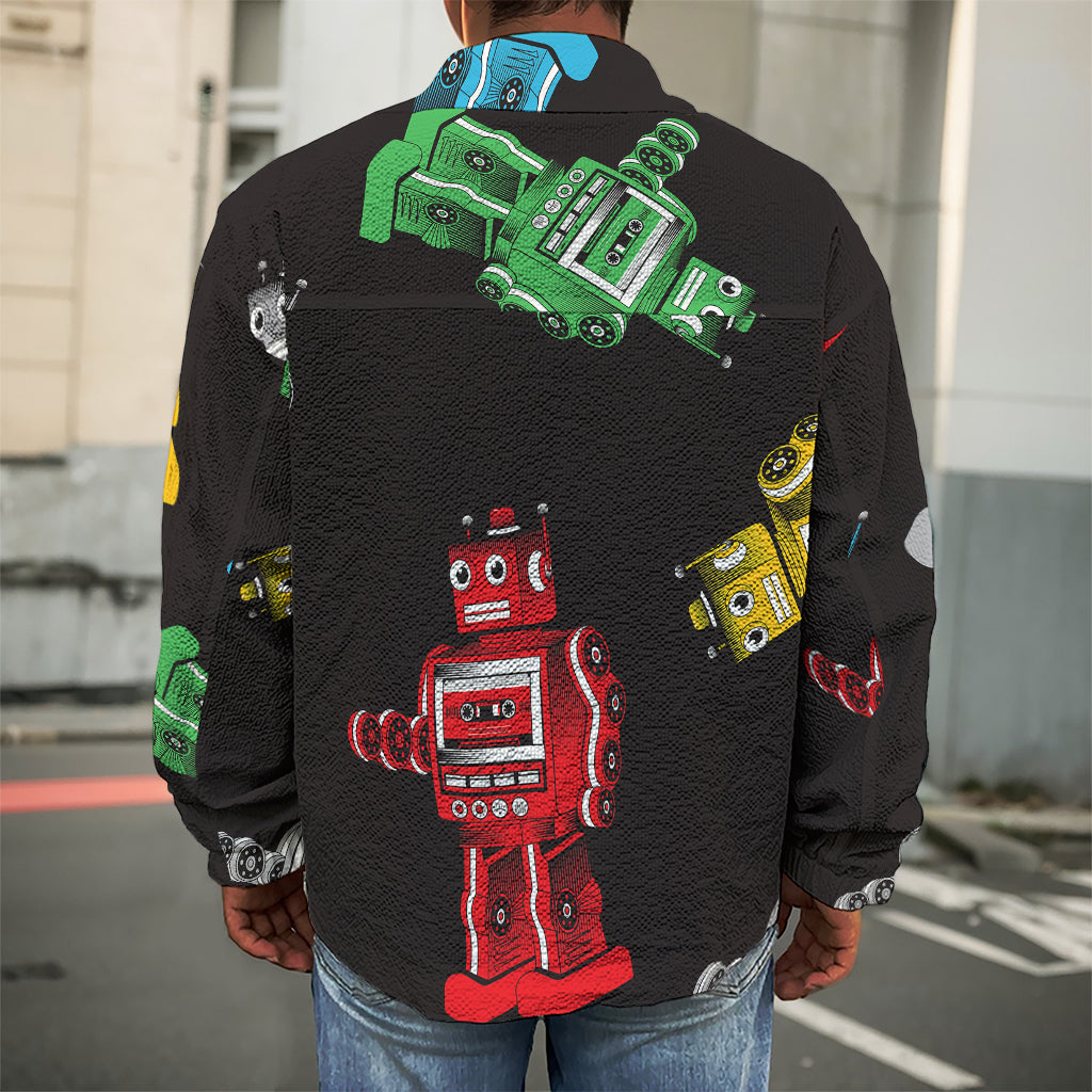 Vintage Robot Pattern Print Men's Shirt Jacket