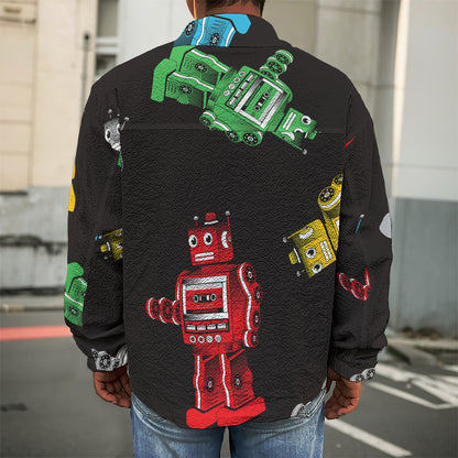 Vintage Robot Pattern Print Men's Shirt Jacket