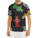 Vintage Robot Pattern Print Men's Short Sleeve Rash Guard