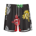 Vintage Robot Pattern Print Men's Athletic Shorts