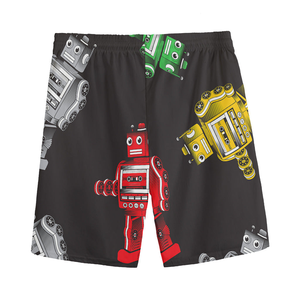 Vintage Robot Pattern Print Men's Sports Shorts