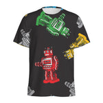 Vintage Robot Pattern Print Men's Sports T-Shirt