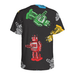 Vintage Robot Pattern Print Men's Sports T-Shirt
