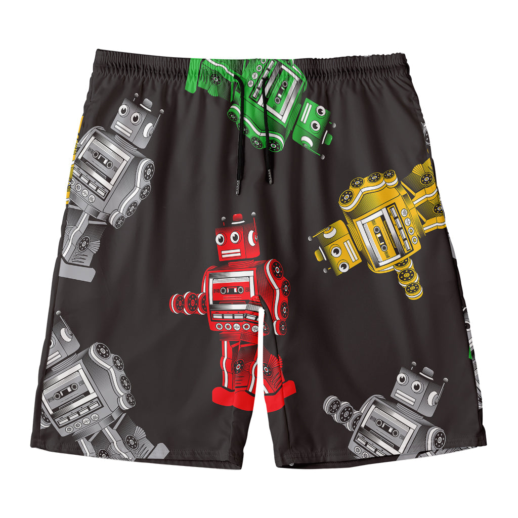 Vintage Robot Pattern Print Men's Swim Trunks