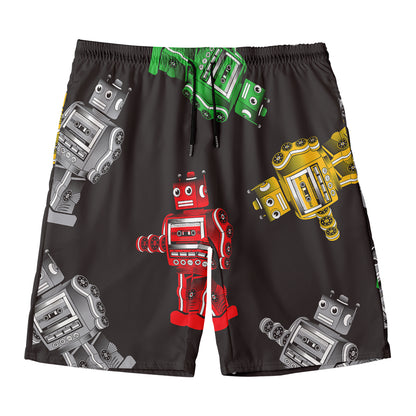 Vintage Robot Pattern Print Men's Swim Trunks
