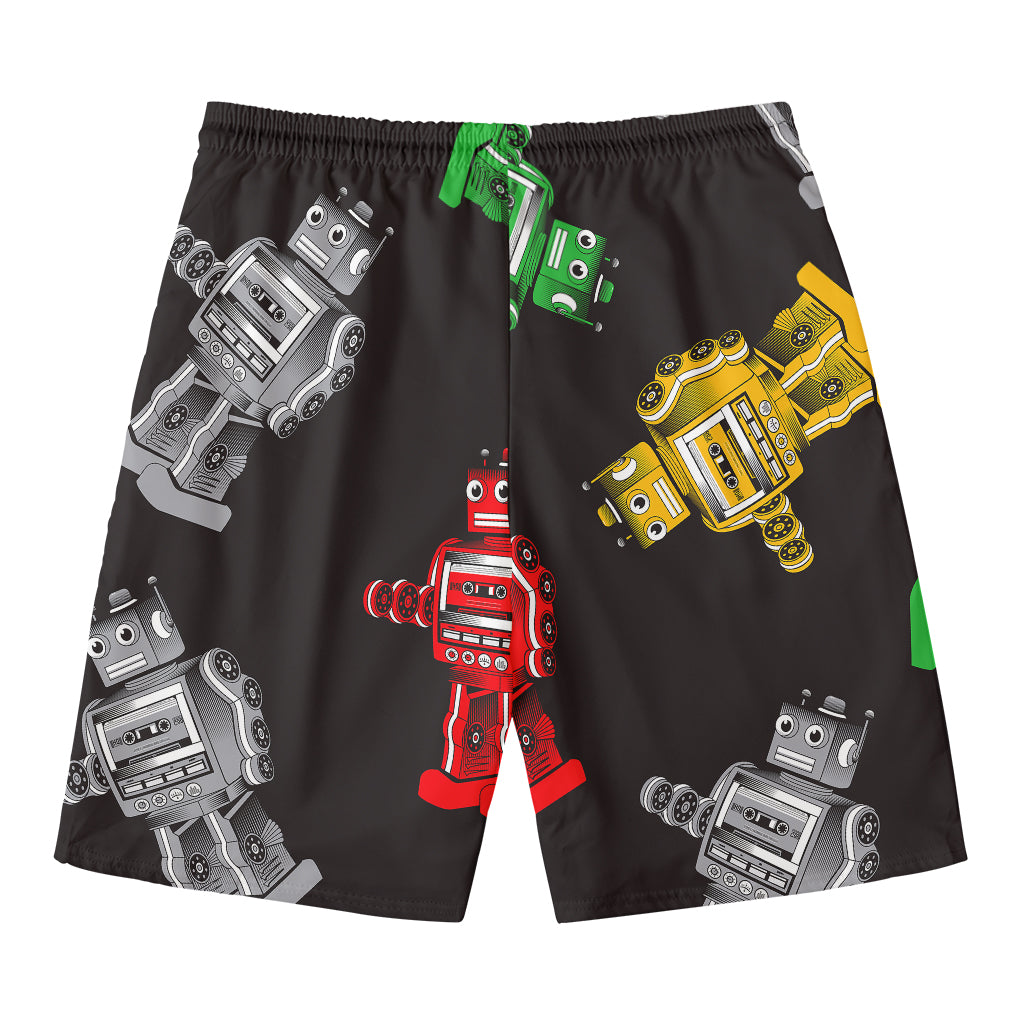 Vintage Robot Pattern Print Men's Swim Trunks