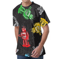 Vintage Robot Pattern Print Men's Velvet T-Shirt