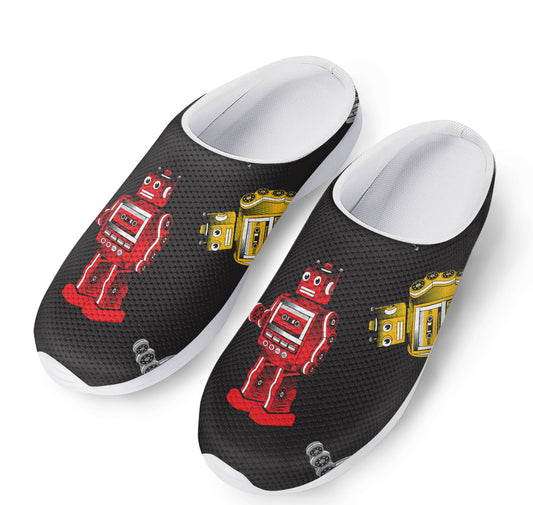 Vintage Robot Pattern Print Mesh Casual Shoes