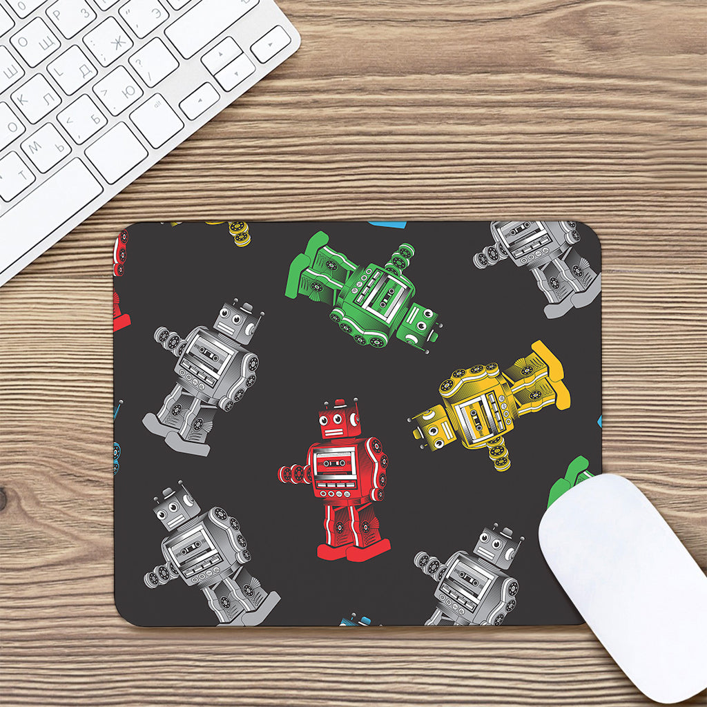 Vintage Robot Pattern Print Mouse Pad