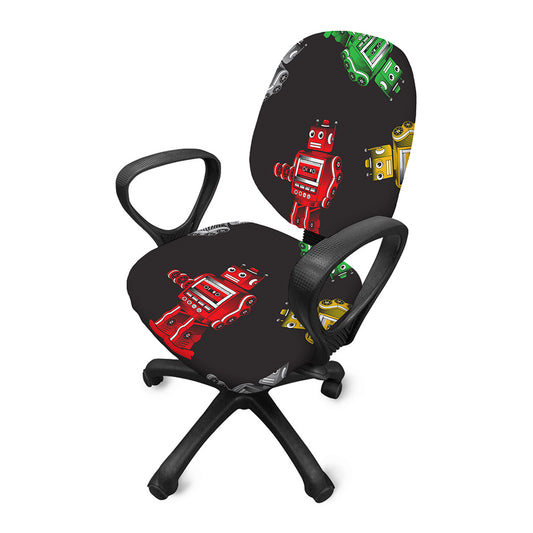 Vintage Robot Pattern Print Office Chair Cover