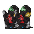 Vintage Robot Pattern Print Oven Mitts