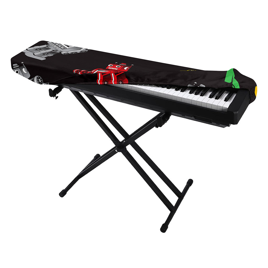Vintage Robot Pattern Print Piano Keyboard Cover