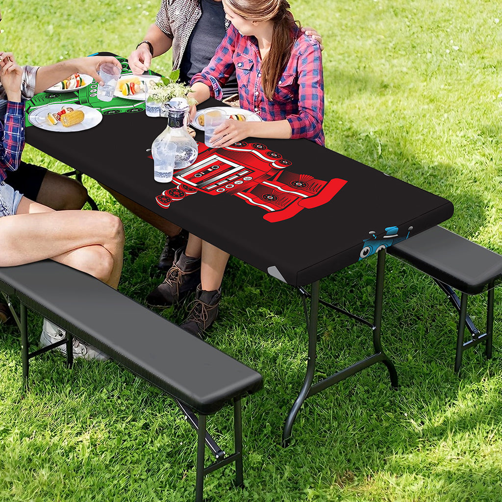 Vintage Robot Pattern Print Picnic Table Cover