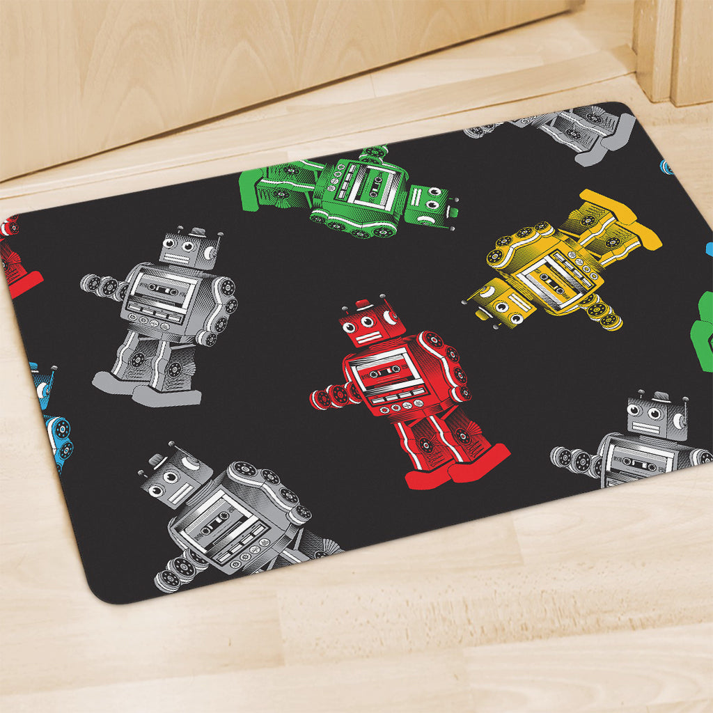 Vintage Robot Pattern Print Polyester Doormat