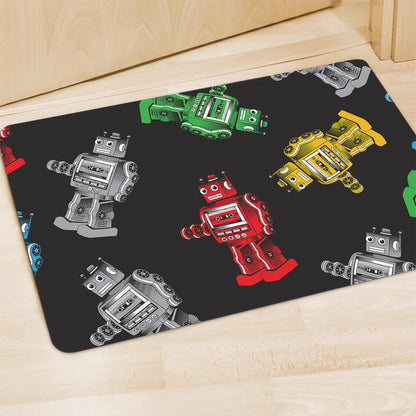 Vintage Robot Pattern Print Polyester Doormat