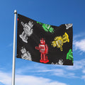 Vintage Robot Pattern Print Polyester Flag