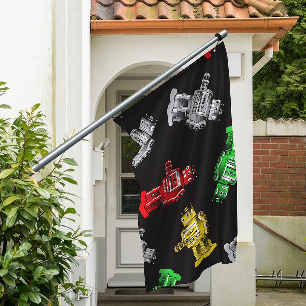 Vintage Robot Pattern Print Polyester Flag