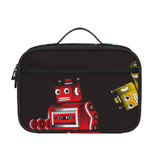 Vintage Robot Pattern Print Portable Lunch Bag