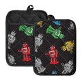 Vintage Robot Pattern Print Pot Holders With Pocket