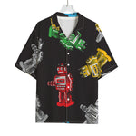 Vintage Robot Pattern Print Rayon Hawaiian Shirt